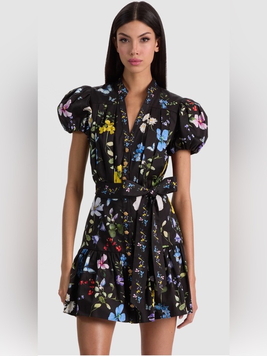 Alice + Olivia Dresses & Skirts - Alice + Olivia Cora Floral Tiered Mini Shirt Dress – Approx. XS